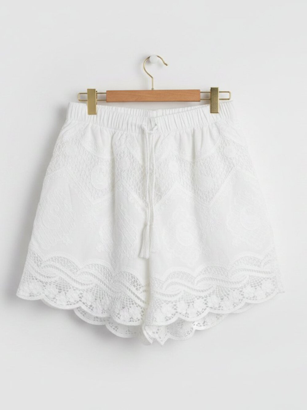 Roberta Biagi White Embroidered Lace Drawstring Shorts Size Small